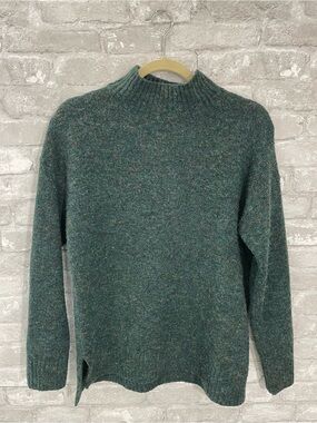 Well Worn Green Donegal Tweed Mock Neck Sweater